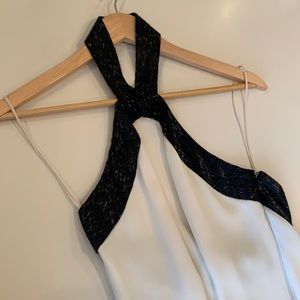 Black beaded white flow top by Ralph Lauren